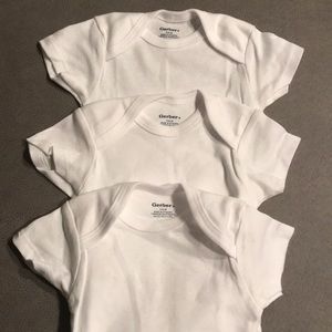 3 white 3-6 months onsies